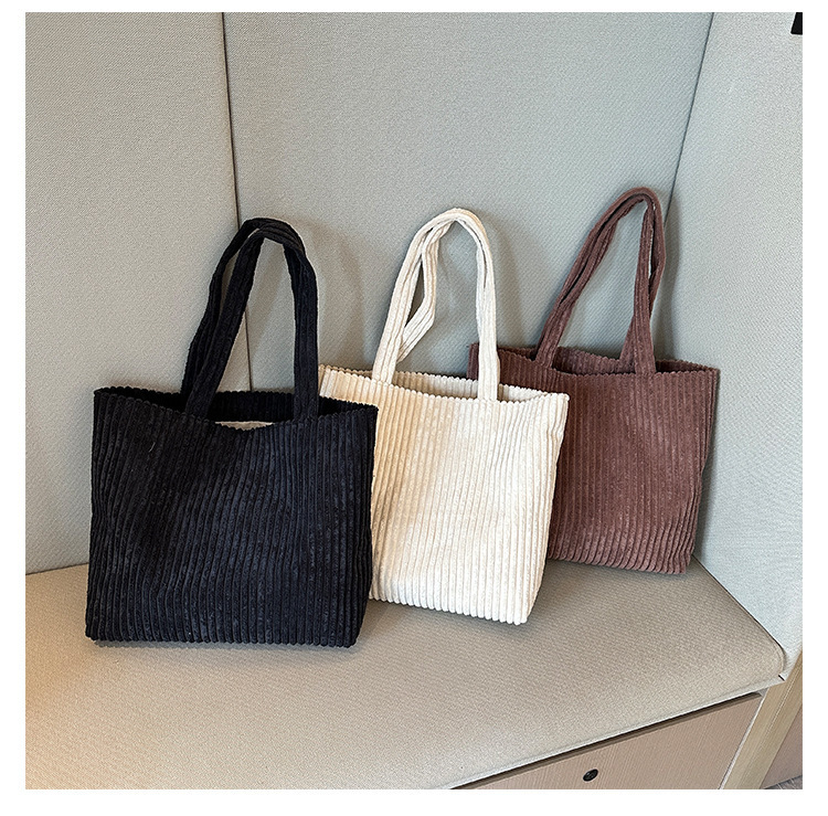 Solid Color Retro Corduroy Fashion Design Shoulder Bag - Image 8
