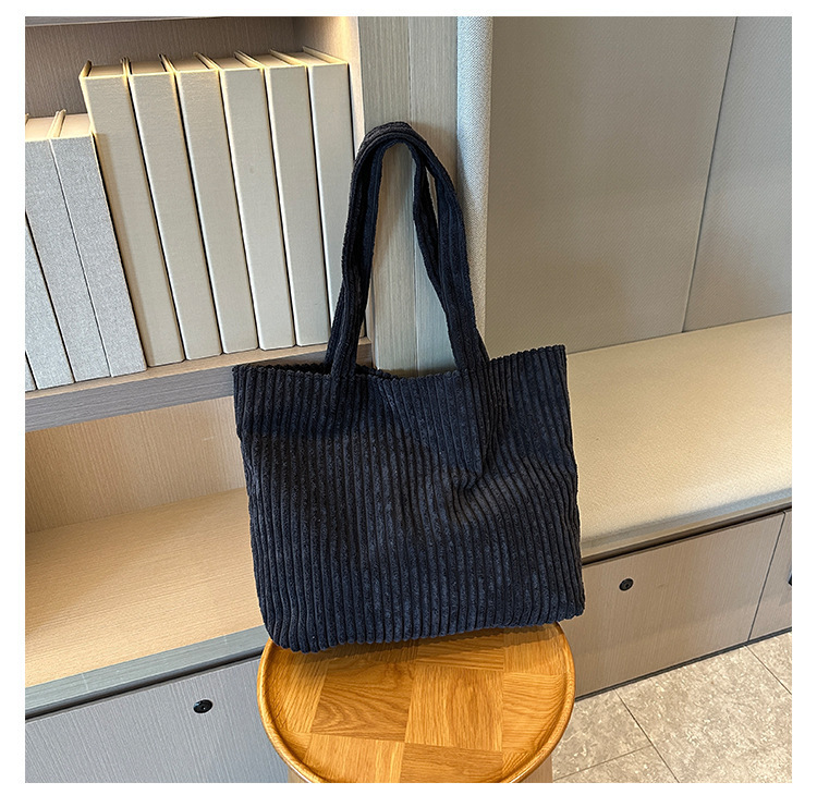 Solid Color Retro Corduroy Fashion Design Shoulder Bag - Image 3